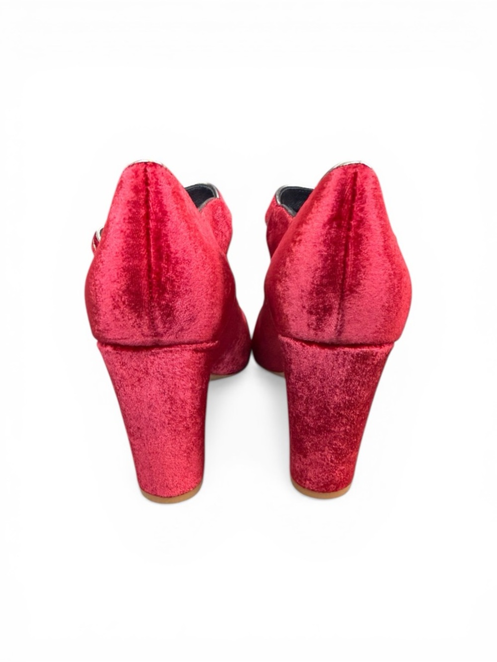 Boden Red Velvet Mary Jane Block Heels with Buckle Strap - Picture 5 of 8